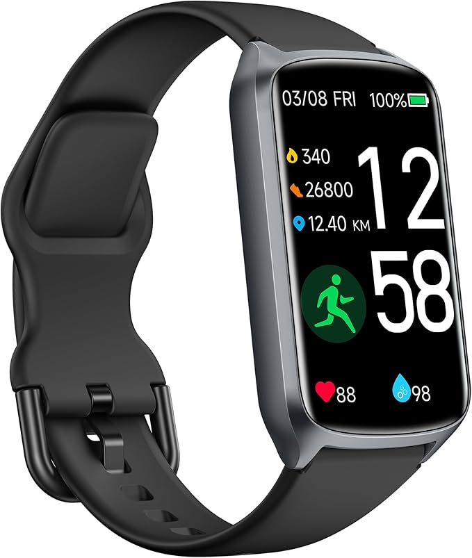 Amzhero Health Fitness Tracker with 24/7 Heart Rate, Blood Oxygen, Blood Pressure, Sleep Tracker, 5ATM Waterproof Activity Trackers with Step Tracker, Pedometer