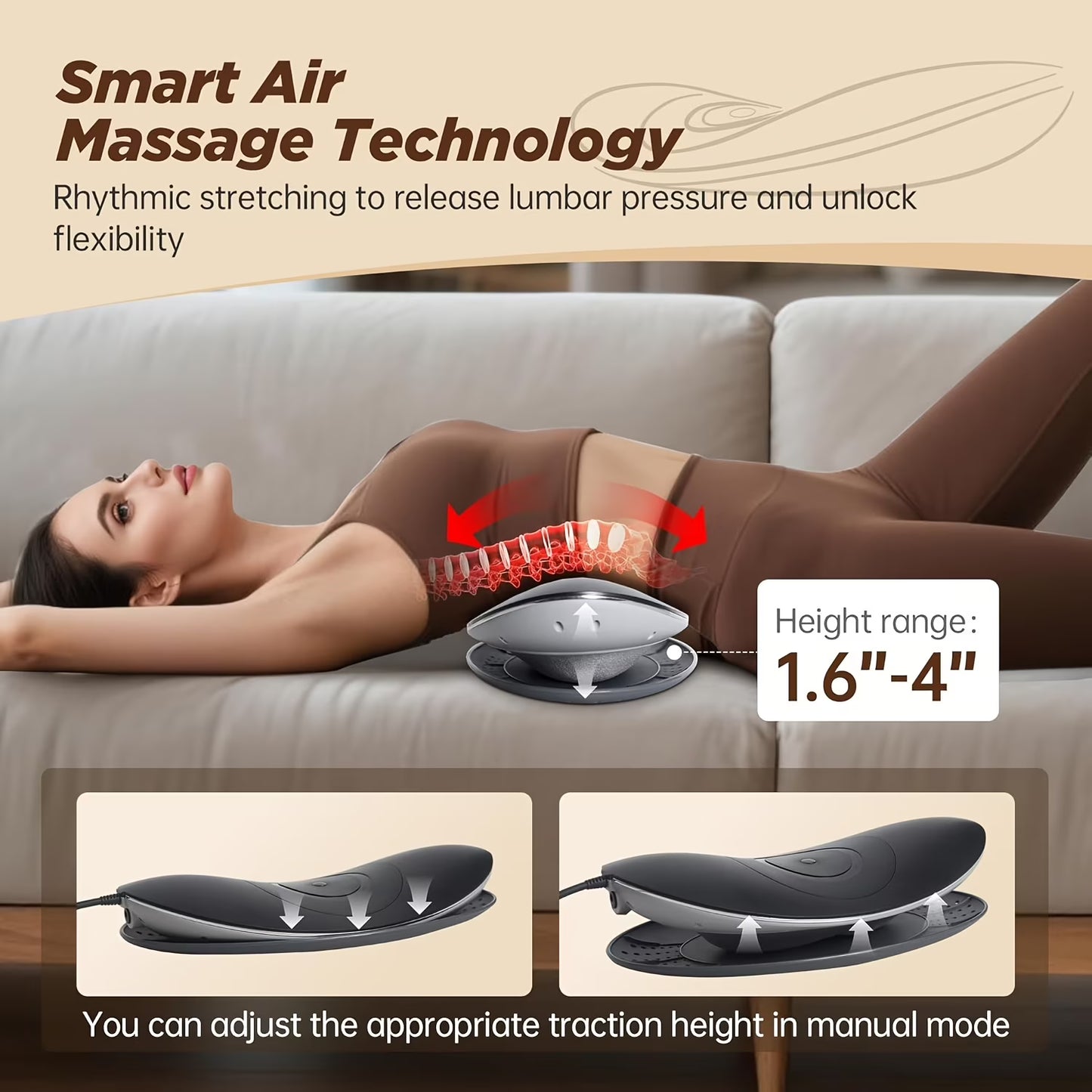 Lumbar Waist Massager & Heating, 26° Oscillating Stretch & Vibration Therapy