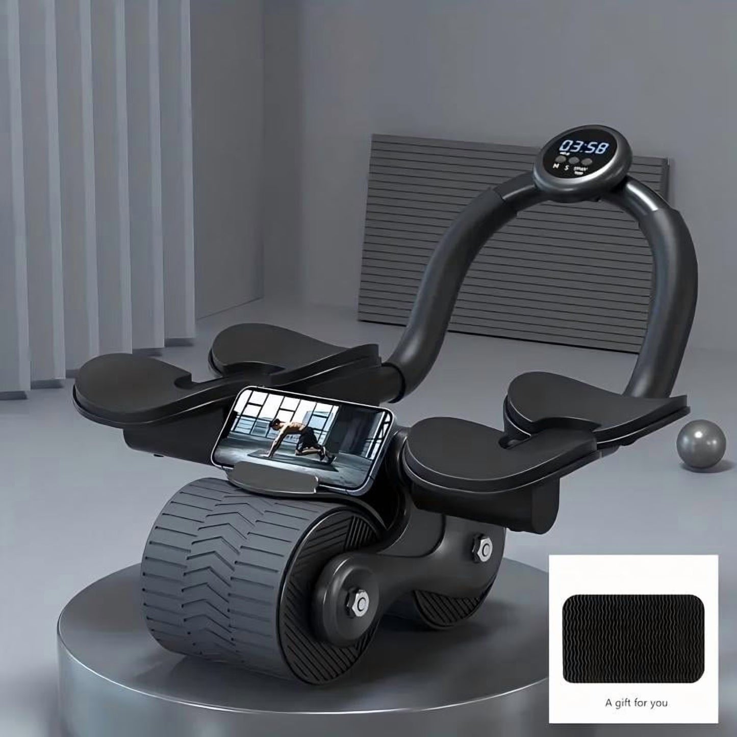 Ab Roller with Timer Elbow Support, Abs roller wheel core exercise equipment, Core Workout Equipment Home Gym Abs Machine