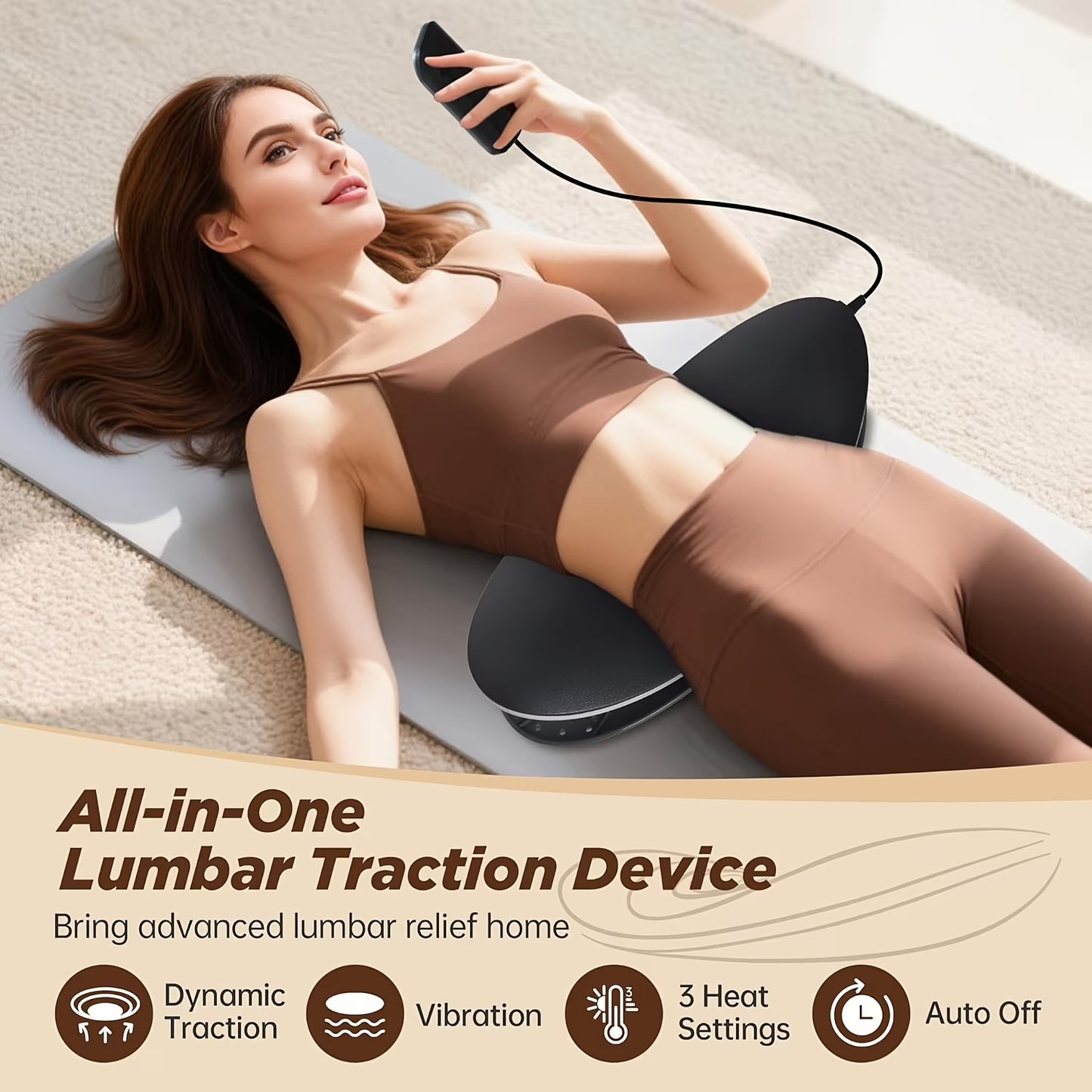Lumbar Waist Massager & Heating, 26° Oscillating Stretch & Vibration Therapy