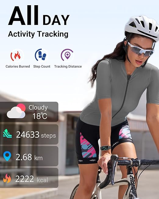 Amzhero Health Fitness Tracker with 24/7 Heart Rate, Blood Oxygen, Blood Pressure, Sleep Tracker, 5ATM Waterproof Activity Trackers with Step Tracker, Pedometer